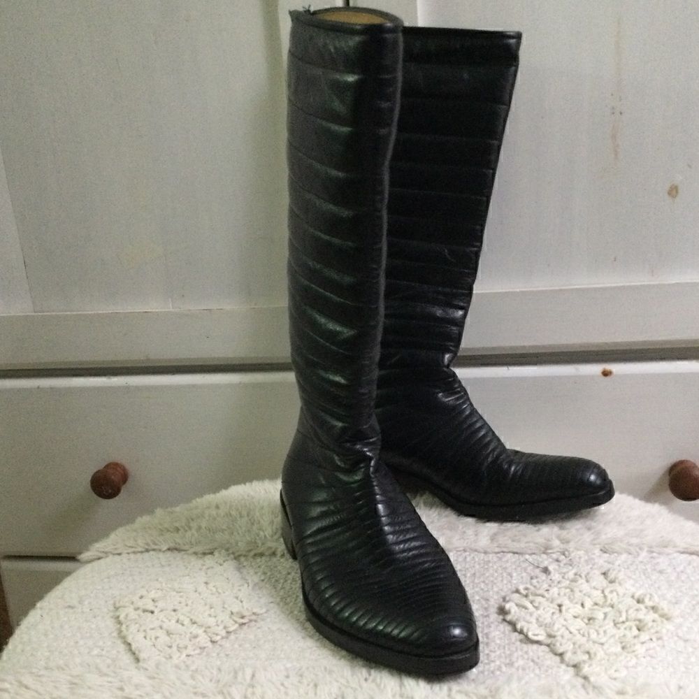 Turpin  7.5 leather boots black, vintage, steam punk, vampire, Goth
